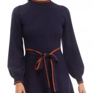 Women's Balloon Sleeve Mock Neck Fit and Flare Dress